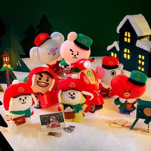 bt21防弹少年团圣诞节毛绒公仔站姿玩偶可爱抱枕娃娃女礼物限