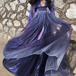 【汉服出租】正版山海记北极星紫色齐胸襦裙l码梦幻星空唐风唐6