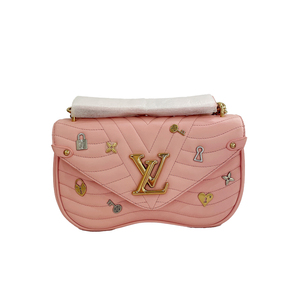 8新]lv路易威登new wave限量粉色v纹全皮徽章屁股包单肩斜挎包
