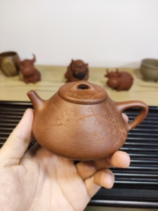 150cc陈海燕手工刻绘梅花子冶石瓢紫砂壶小容量功夫茶冲罐泡
