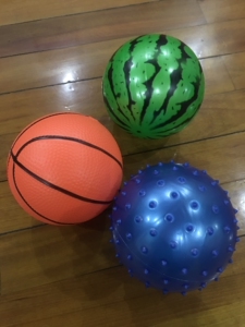 3个装儿童充气小皮球西瓜球弹力小篮球幼儿园玩具球