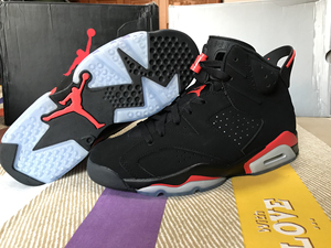 转卖全新 aj6 黑红元年 头层纳帕牛皮 内置气垫 纸盒鞋底