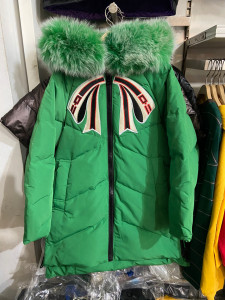 小象q比童装羽绒服外套中长款大毛领加厚女童黄色绿色全新小象q