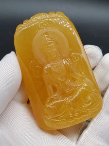 【精品福利秒杀】高货何光生大师亲工天然俄料原矿蜜蜡 观音菩萨