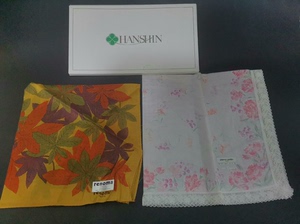 日本 中古 皮尔卡丹和renoma两条装手帕 小方巾   全