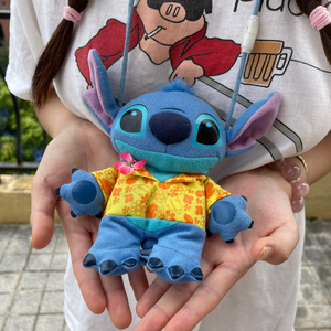 史迪仔零钱包 史迪奇穿着夏威夷衬衫 胸前有小花