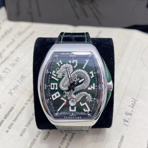 fm法穆兰v45白钢龙图腾限量款男士腕表,自动机械 绿色表盘