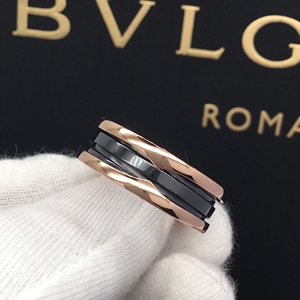 宝格丽白金黑陶瓷戒指