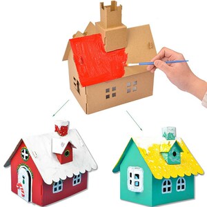 纸板拼装玩具纸壳手工可穿小屋立体房子模型益智动物建筑拼图diy