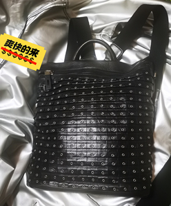 明星同款helianthus专柜正品双肩包 黑色牛皮 中性75