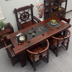 老船木茶桌椅组合功夫实木茶台家用小茶几办公室茶桌二手整套整装