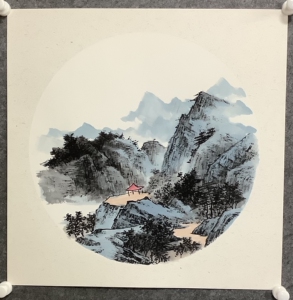 全新 国画山水画水墨手绘卡纸画芯 50×50