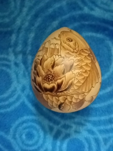精品手工鸡蛋葫芦烙画,莲年有鱼,精工细作,皮子厚,响籽,独一