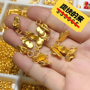 纯黄金小拖鞋寓意吉祥足金999小拖鞋吊坠3d硬金小鞋子挂坠子