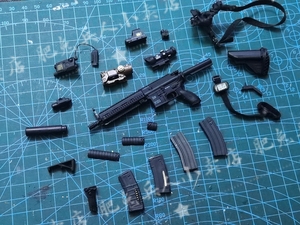 配件博物馆!1/6,es满配hk416突击布抢兵人武器装备模