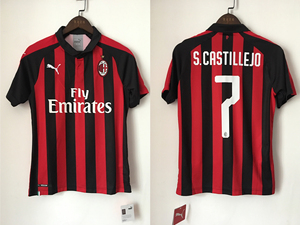 卡斯蒂列霍ac米兰1819赛季主场球衣,正品球衣,正品印字
