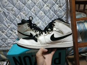 正品nike aj1小伦纳德0黑白银 45码 288包邮