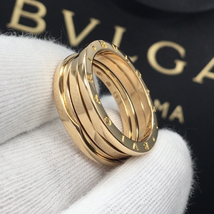 bvlgari宝格丽18k黄金三环弹簧戒指63号男戒