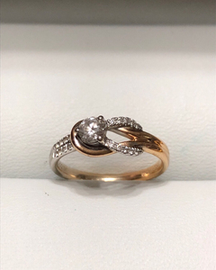 ido钻戒女戒对戒18k金钻石戒指玫瑰金双色