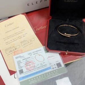 cartier卡地亚玫瑰金细版钉子无钻手镯17号 专柜售价2