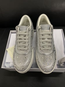 jimmy choo 满钻水晶休闲运动鞋 银色