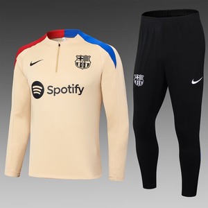 23-24巴萨巴塞罗那足球训练服套装定制成人儿童长袖外套半拉