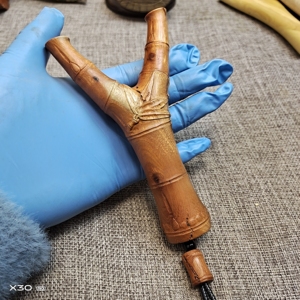 火琉璃原叉弹弓竹节造型长130宽76内弓门47mm