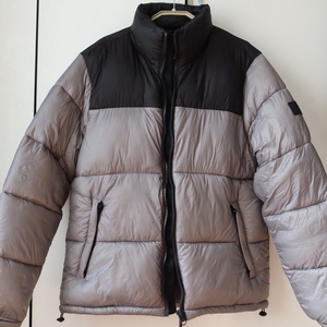 zara男士灰色棉服羽绒服夹克立领无帽