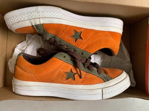 00风盾家居生活馆淘宝百搭潮流匡威one star pro翻毛皮橙色拼接男女