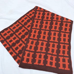 hermes 爱马仕 满logo款经典款羊毛针织围巾