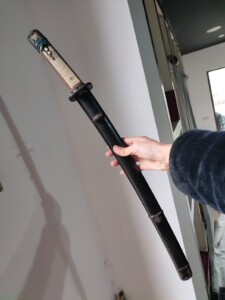 日本刀 太刀 半太刀拵 武士刀肋差 小太刀 铁象嵌金具 刀匠