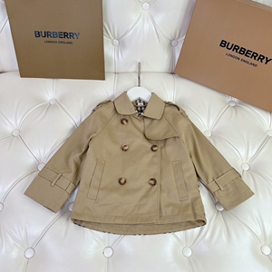 Burberry巴宝莉 童装儿童风衣外套 女宝短款A字双排扣