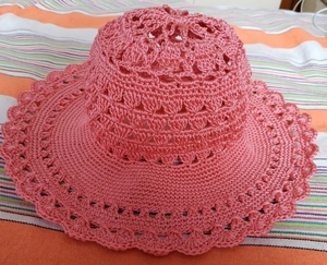 冰丝合股线纯手工编织女帽,均码帽围,照片实物颜色,这个夏天爱