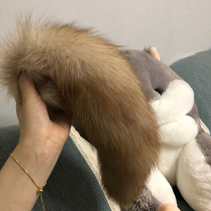 兽尾棕灰褐色吸铁款可以隔着衣服吸上哒 真毛狐狸尾巴