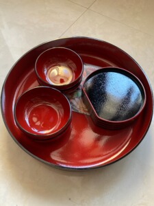 日本购回漆器餐具一大套日料餐具套装 大食盒 5漆碗 4寿司托