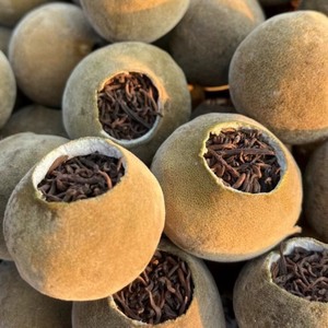 化州橘红普洱茶橘普茶用的都是精挑出来的化橘红果去芯后加普洱熟