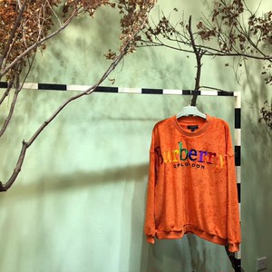 burberry彩虹卫衣,burberry彩虹短袖 bbr burberry博柏利18秋冬彩虹logo刺绣毛巾布卫衣男女同款