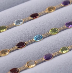 14k真金彩宝项链天然彩虹水晶女意大利工艺美国购买