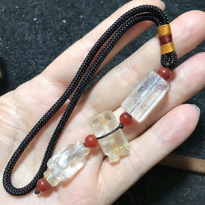 附国检证书老料水晶汉冈卯翁仲司南佩吊坠汉三宝项链坠古玩收藏