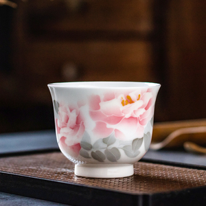 中国陶瓷艺术终身成就奖袁述凡手绘品茗杯茶杯主人杯高端醴陵瓷