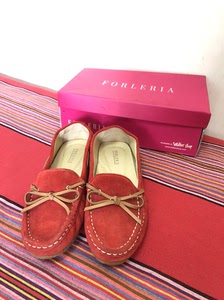forleria法娜妮桔红色牛皮单鞋