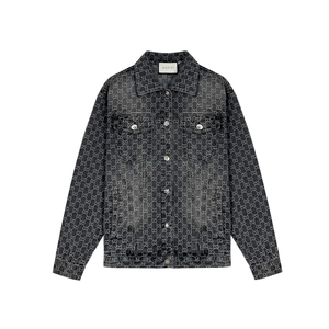 gucci古驰新款双g老花提花情侣款牛仔夹克纽扣外套