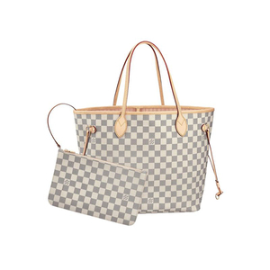 [99新]路易威登lv neverfull中号白棋盘子母购物袋格手提单肩女包