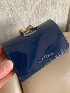 潮牌salad牛皮钱包三折带夹短款钱包经典水晶漆皮扣拉链零钱