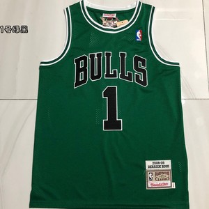 公牛队罗斯1号球衣#绿色复古08-09赛季篮球服【密绣款】
