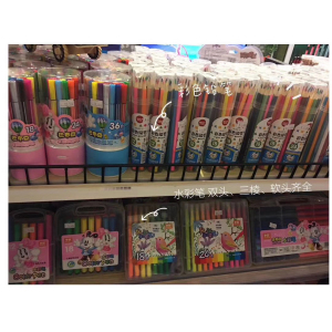 中彩文具旗舰店天猫中彩981巴布豆三角杆硬头大容量水彩笔套装儿童