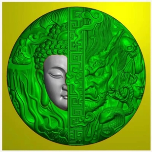 正邪精雕图jdp灰度图bmp善与恶浮雕图玉雕一念成佛,一念成