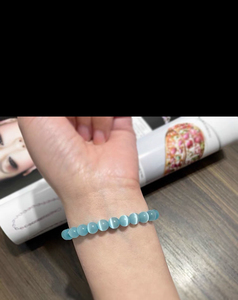 天然糯种星光猫眼海蓝宝手串蓝色水晶手链女海宝蓝宝石多圈转运珠