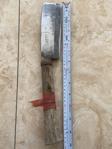 日本工具,手打夹安来钢老柴刀,竹刀,腰坨,木柄有裂.二手物品
