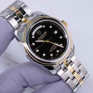 【98新】帝舵骏珏系列黑盘黄金圈带钻机械男表56003-68063